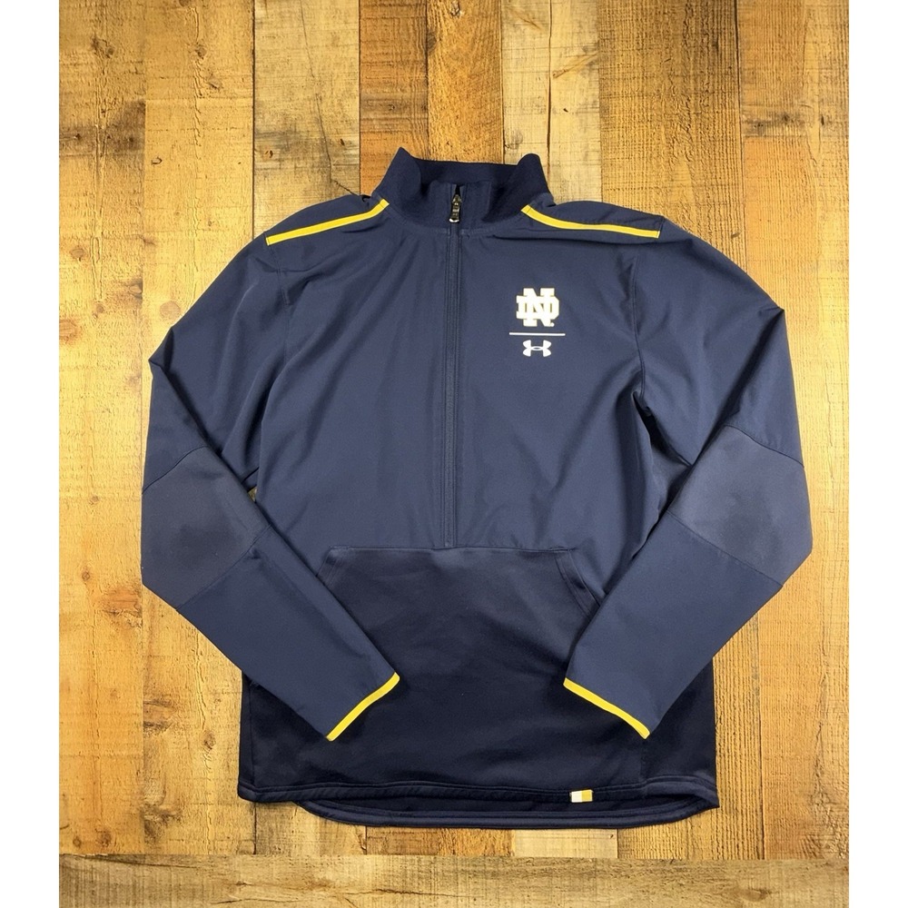 Notre Dame Under Armour Navy Pullover 1/4 Zip Gold Helmet Medium